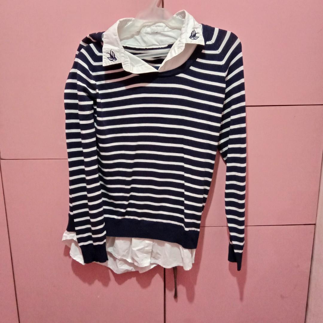 women's sweater with built in collar