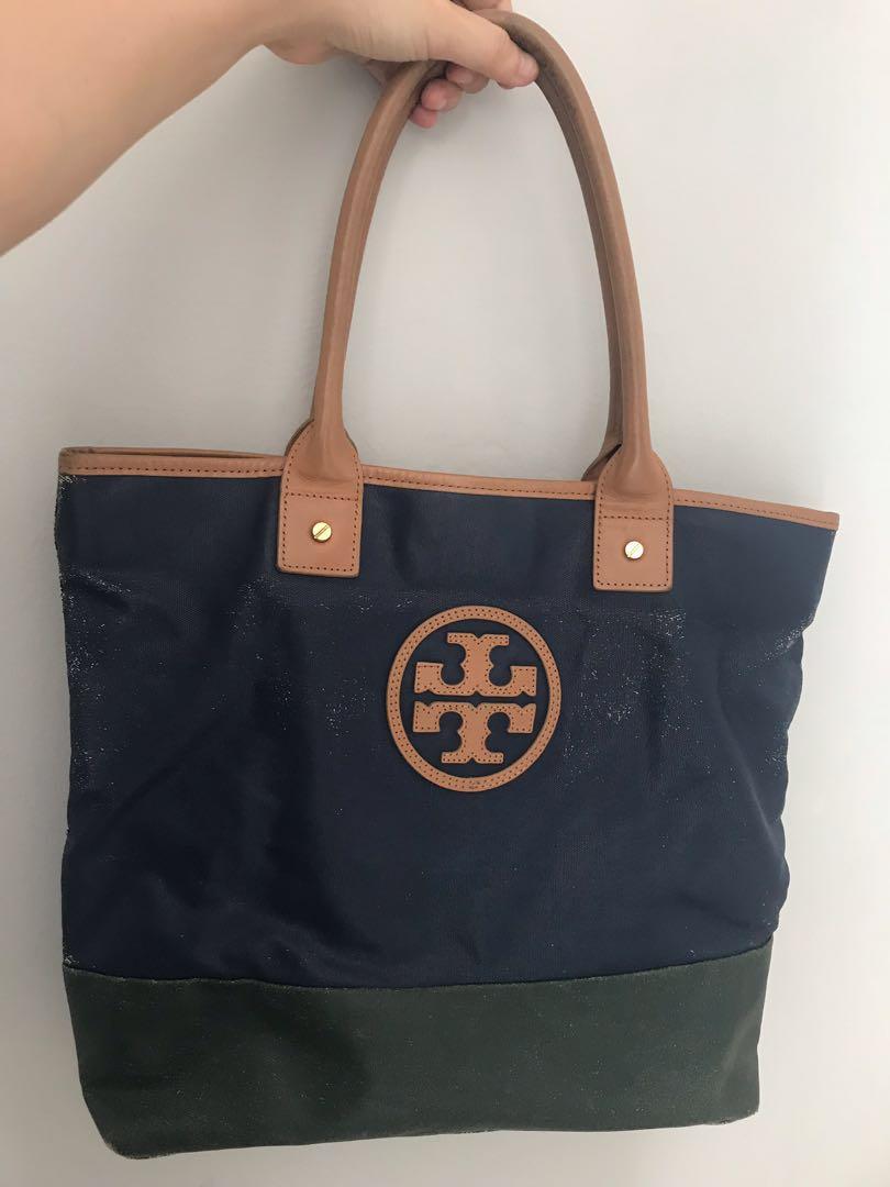 Tory Burch Canvas Jaden Tote, Barang Mewah, Tas & Dompet di Carousell