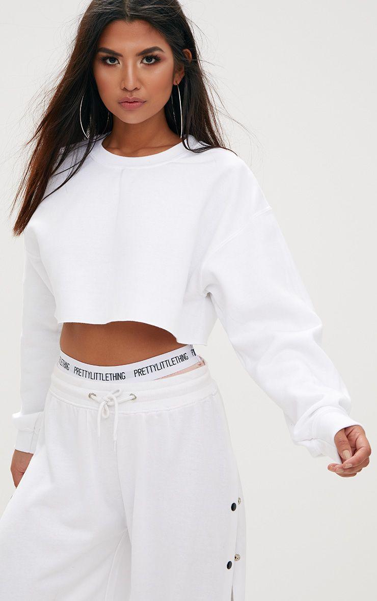White cropped crewneck best sale
