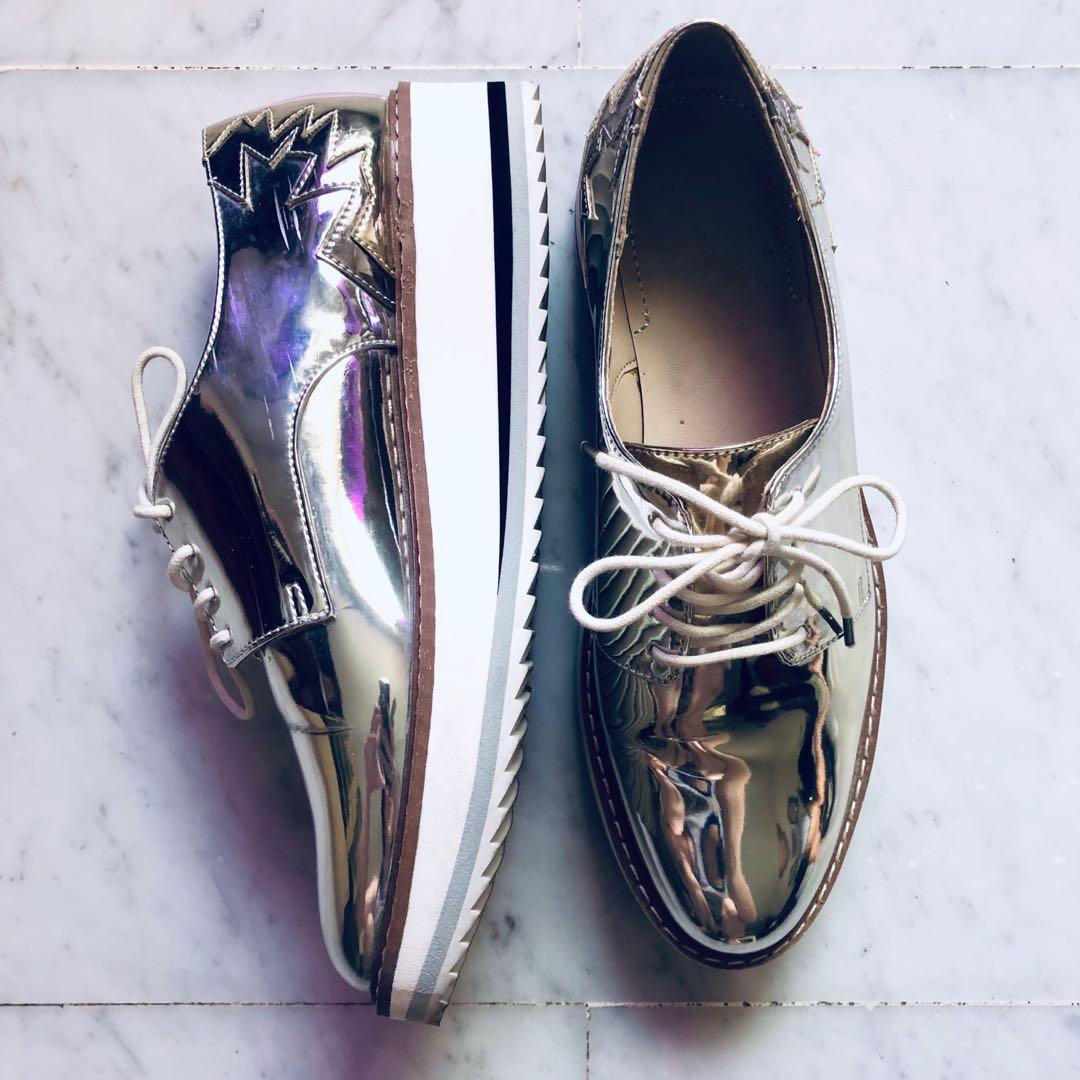 Silver brogues zara sales