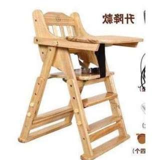 New Folding Wooden High Chair for baby, kids, and toddlers