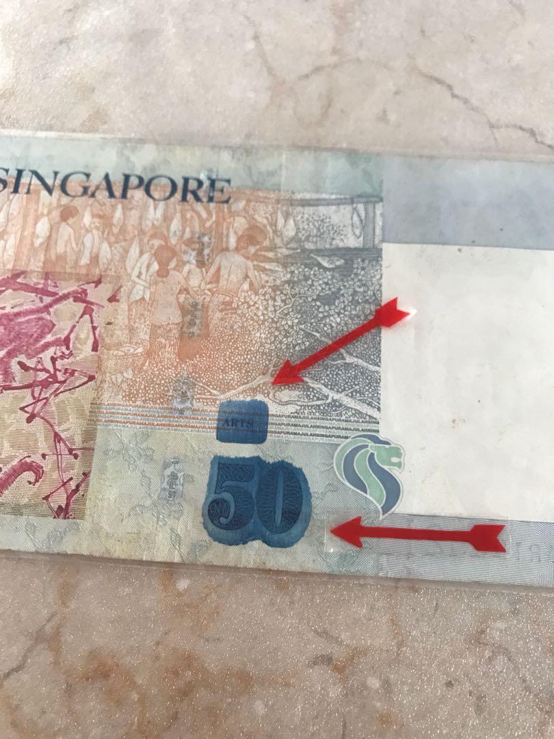 $50 error note (Category: Currency) located in Singapore. Submitted by ka.ching (Listing ID 197974213, Image 1). Description: Error note very fine condition .
