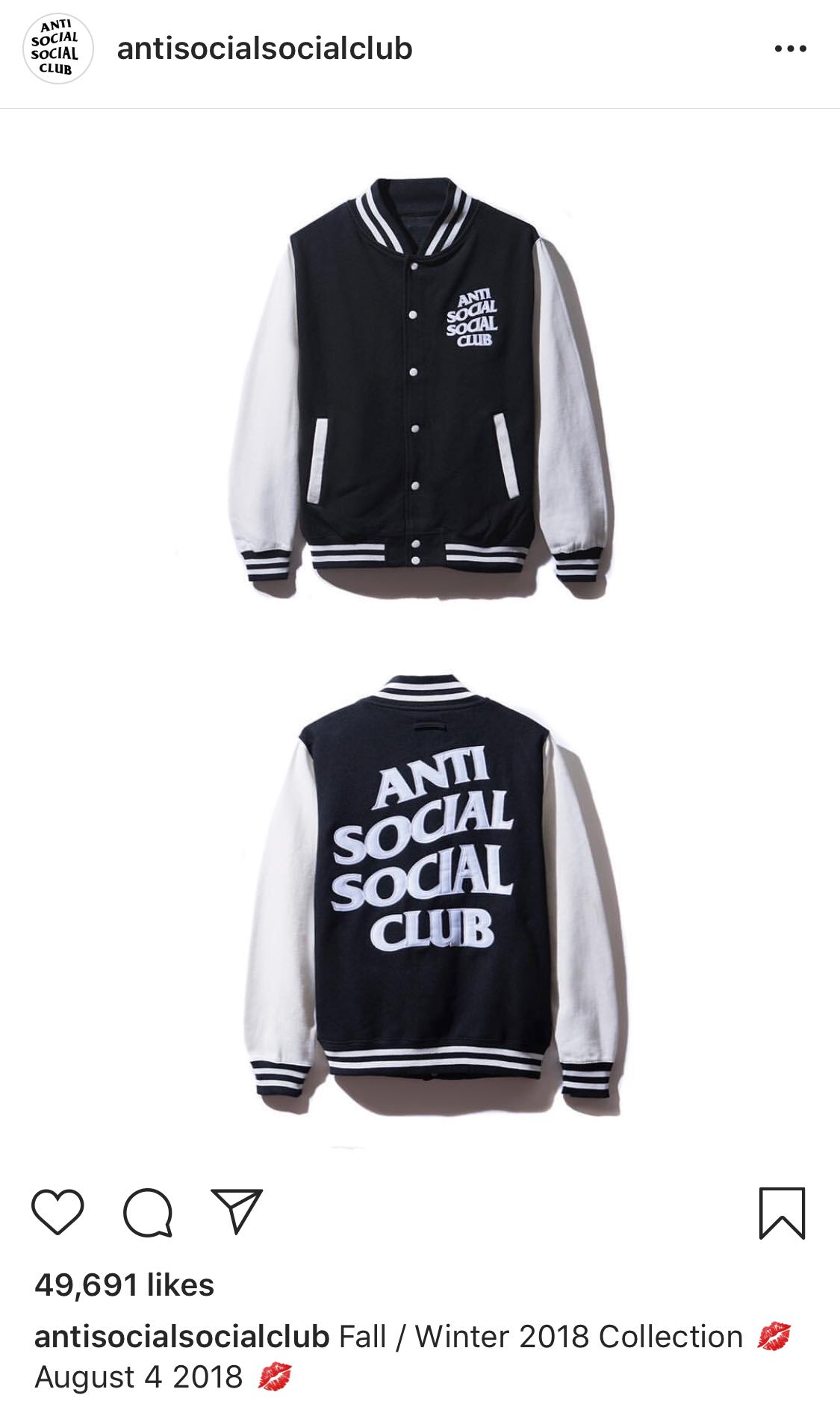 Anti social social club baseball outlet jacket