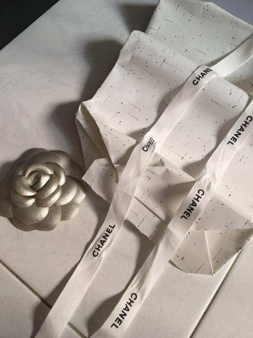 Authentic Chanel Wrapping Paper / Chanel Flower / Chanel Ribbon
