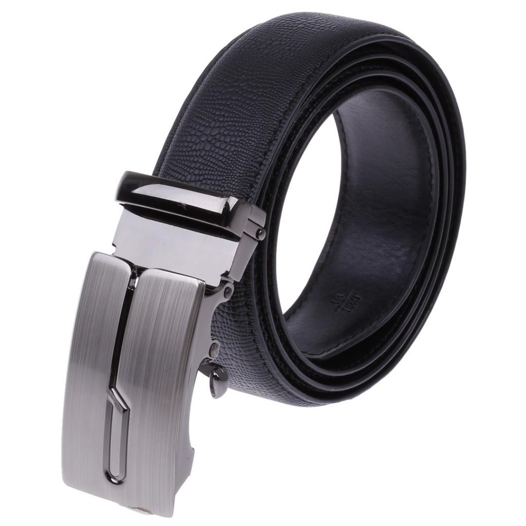Belt with Zinc Alloy Buckle for Men 125cm Black Silver