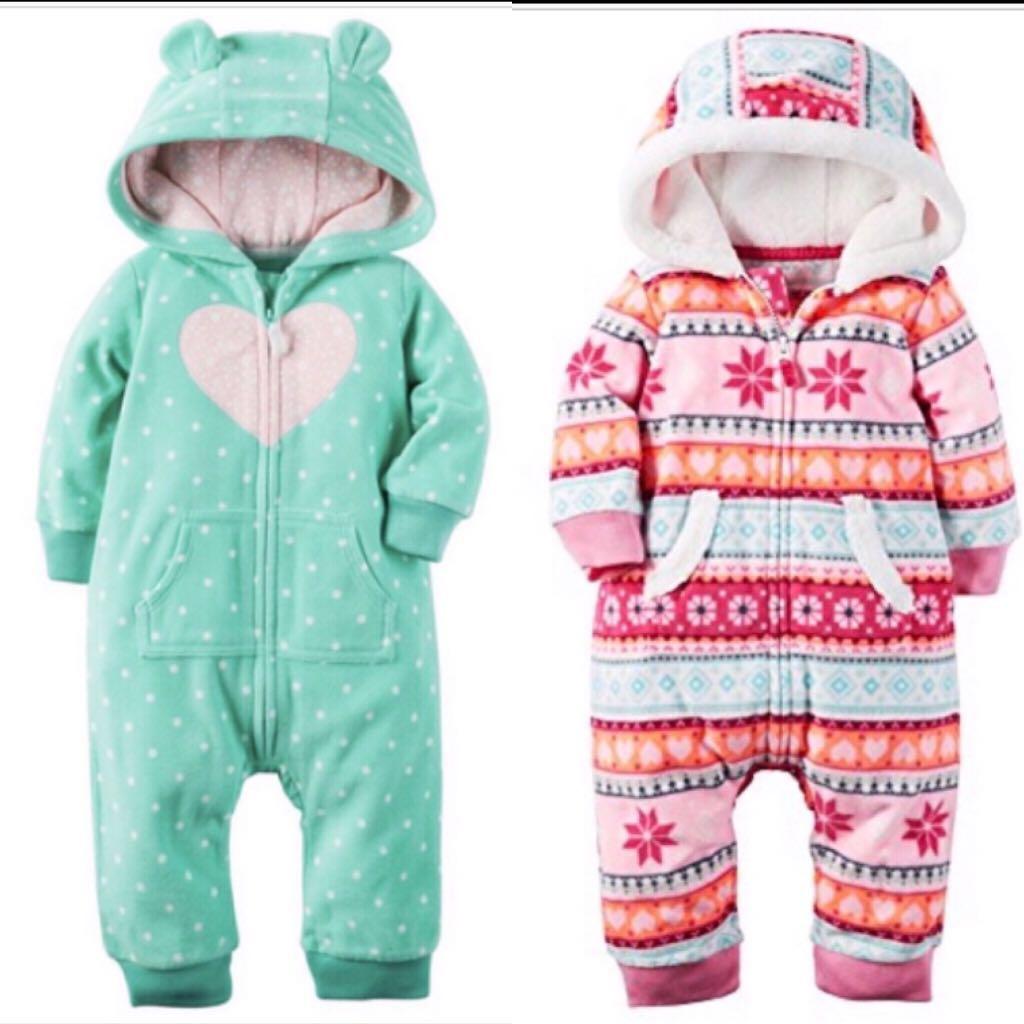 Bn Carters Baby Girl Winter Fleece One Piece Romper Jumpsuit