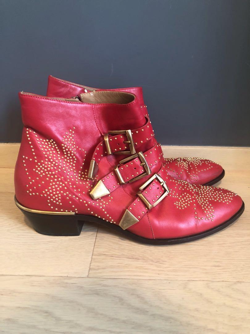 chloe susanna boots red