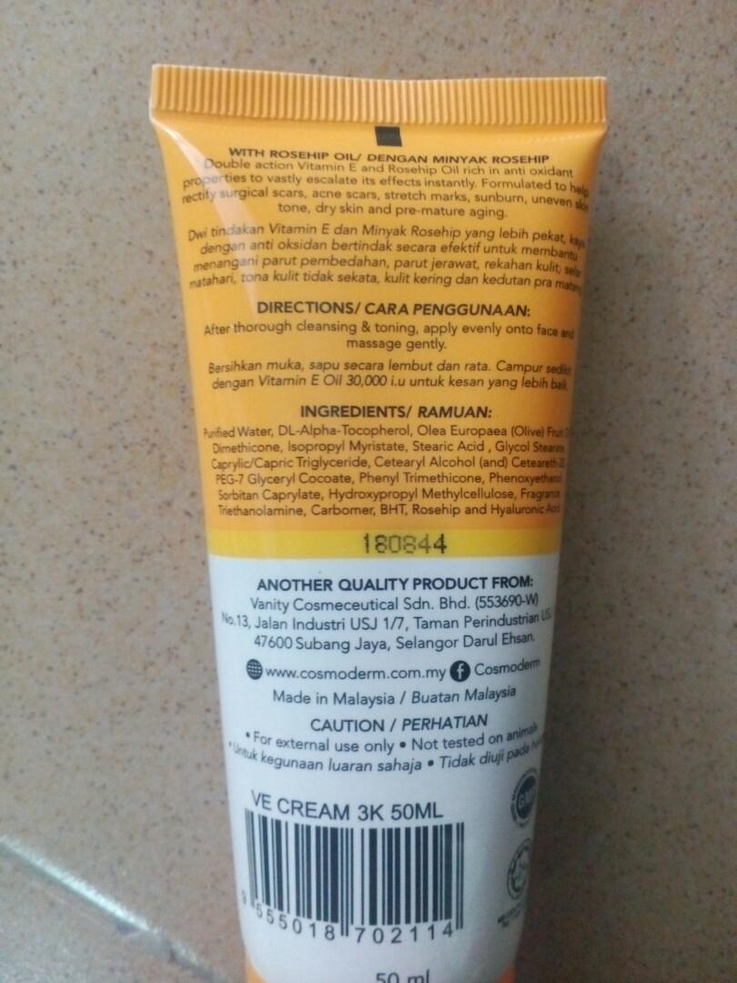 Cosmoderm Vitamin E Cream 3000 Iu Health Beauty Skin Bath Body On Carousell