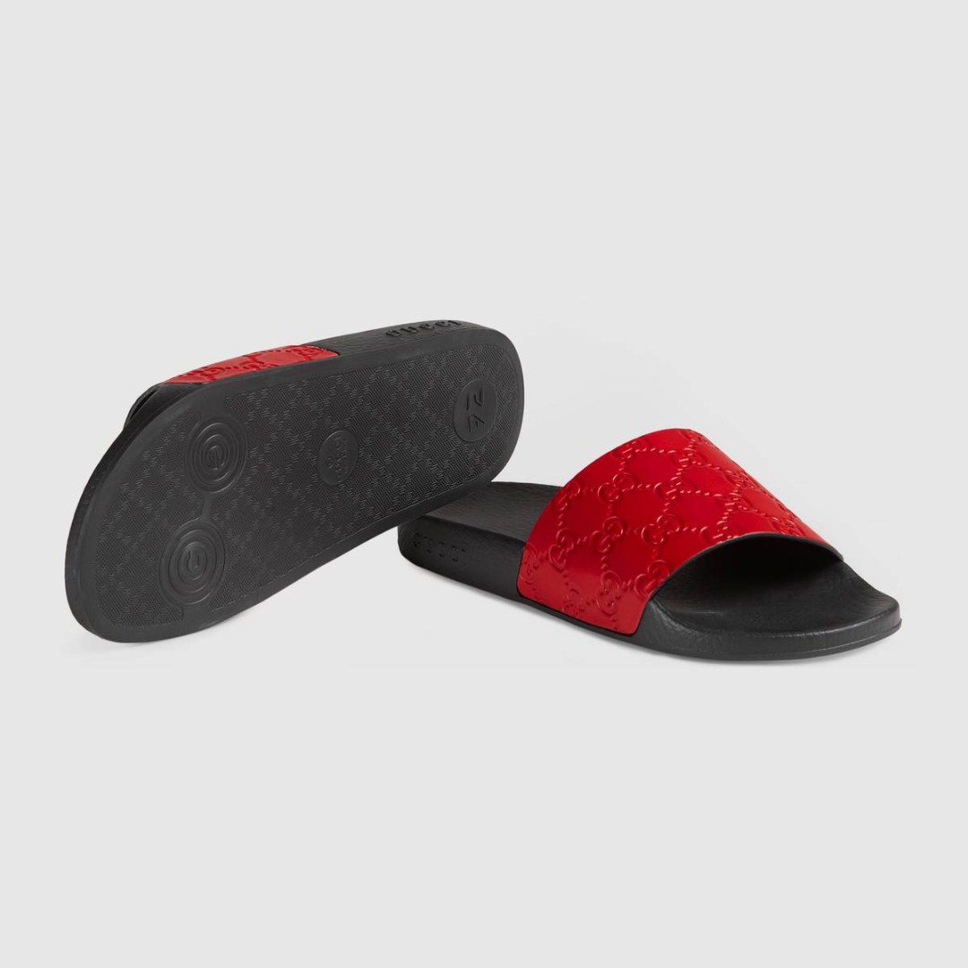 gucci signature slide sandal red