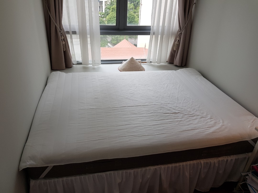 IKEA Queen Mattress (with free protector and base), Furniture & Home