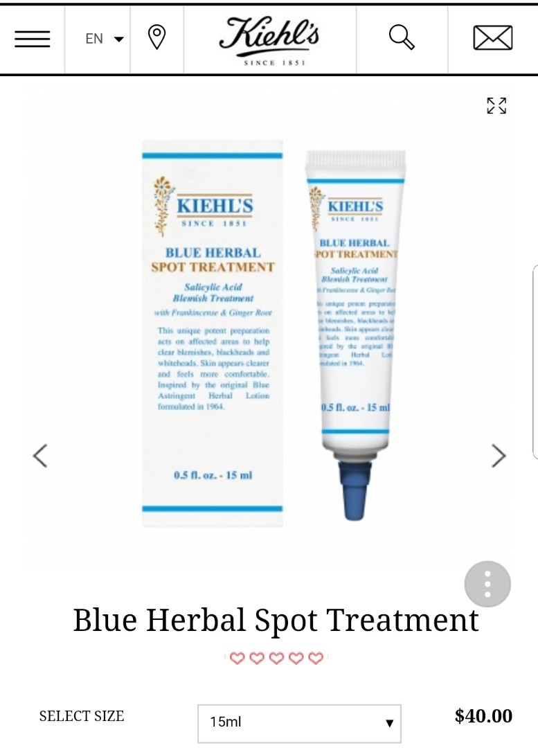 Kiehl S Blue Herbal Spot Treatment Health Beauty Face Skin Care On Carousell