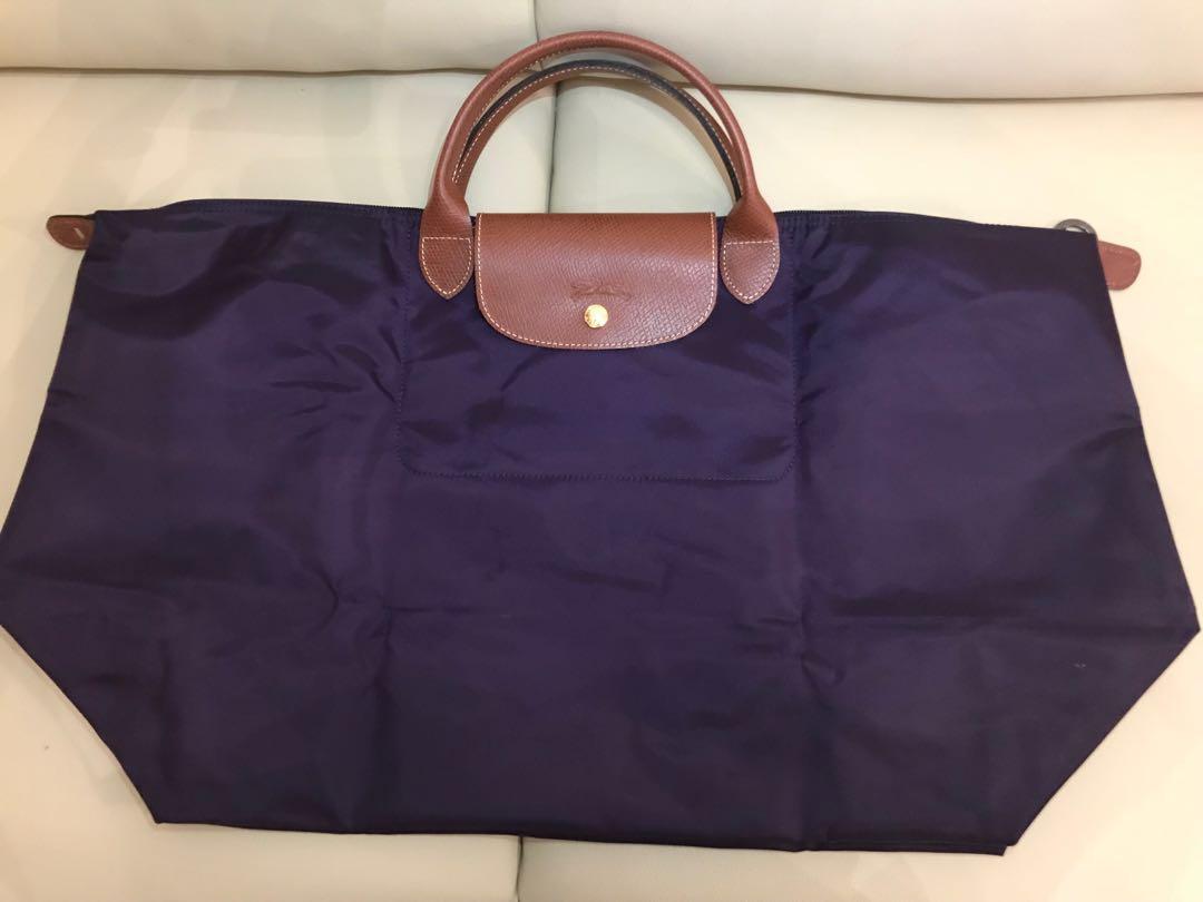 Longchamp袋，紫色，大siza，短帶,全新未用過, Luxury, Bags & Wallets on Carousell
