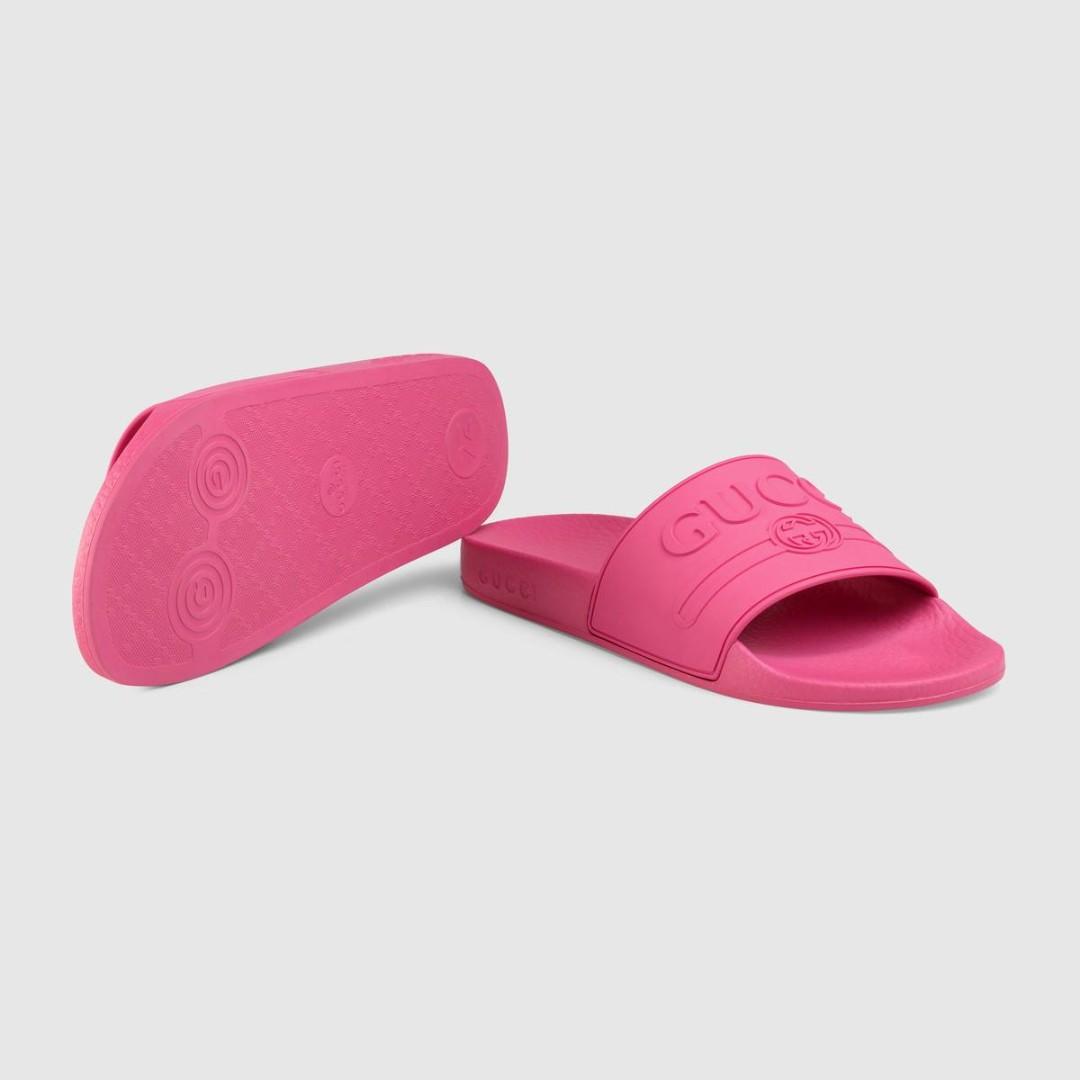 fuchsia gucci slides