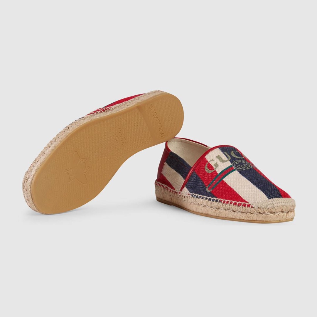 gucci logo sylvie canvas espadrille