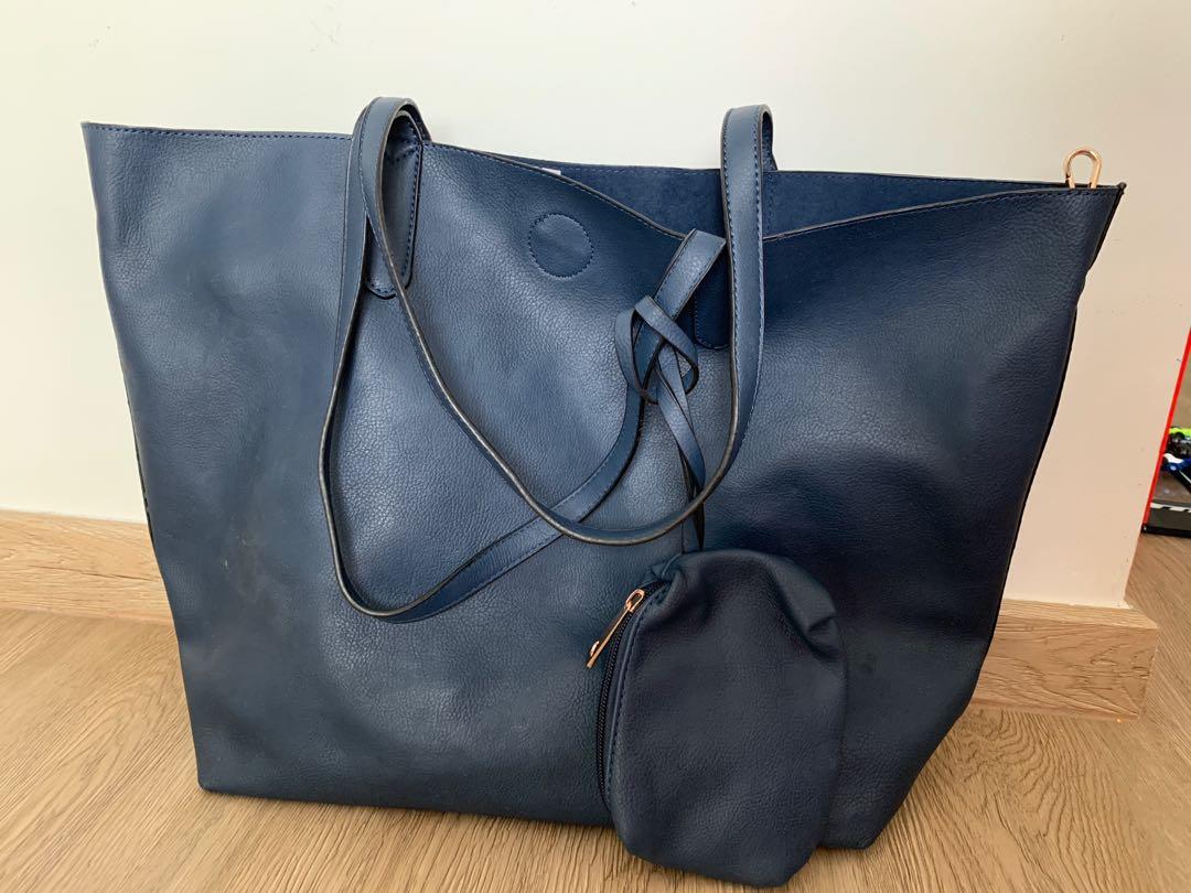 small navy blue leather handbags