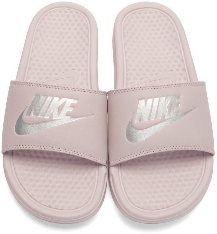 Nike Rose Silver Sliders Sandals Women s Fashion Footwear