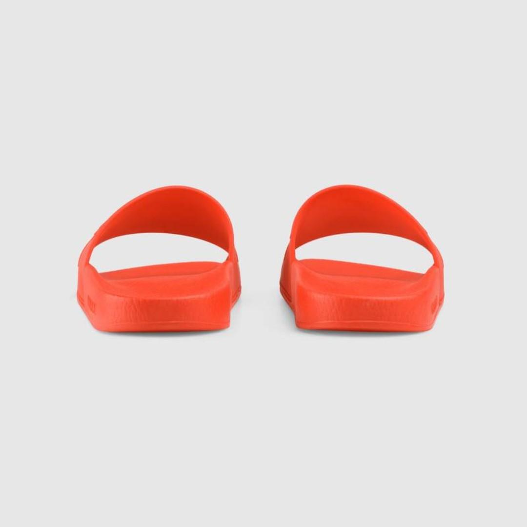 gucci logo rubber slide sandal orange