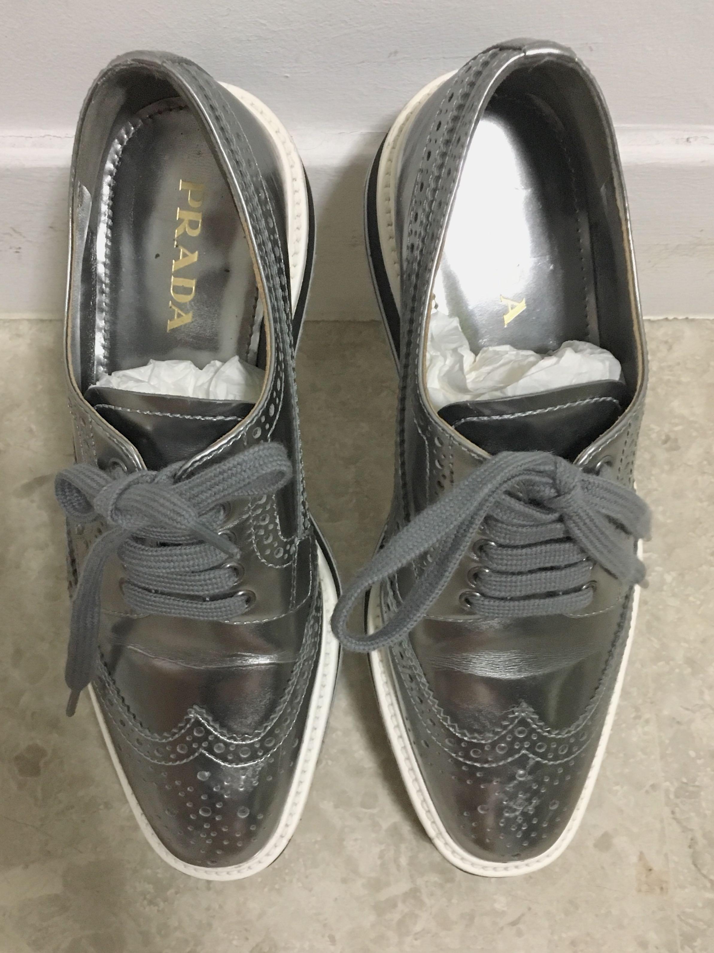 prada silver shoes