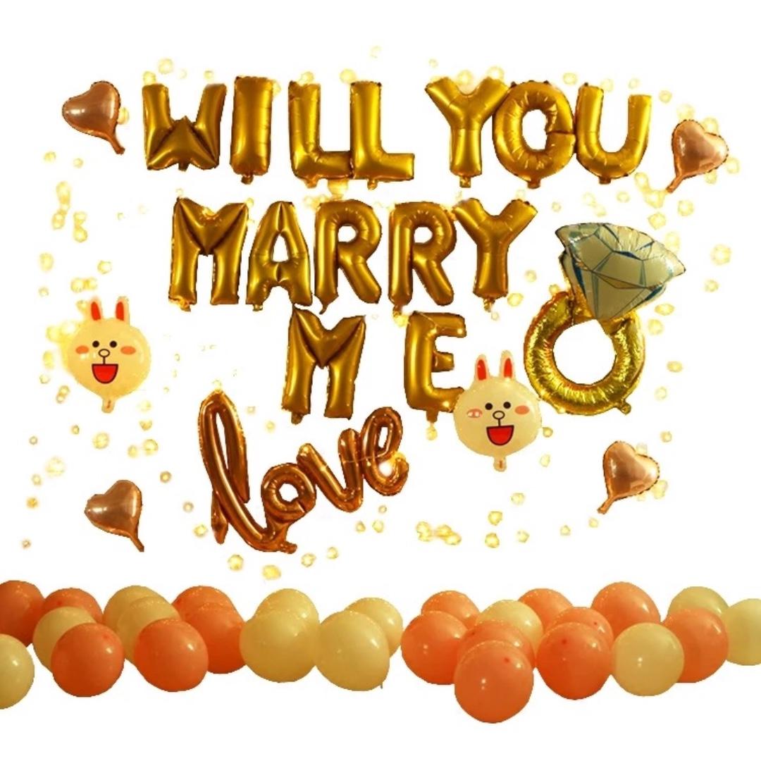 Proposal Backdrop Will You Marry Me Balloons Design Craft Others On Carousell