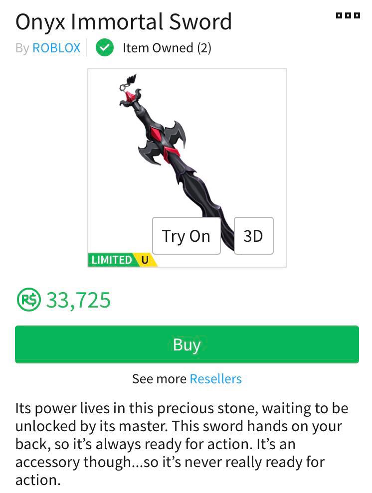 Roblox Limited Onyx Immortal Sword Video Gaming Gaming Accessories Game Gift Cards Accounts On Carousell - immortal sword roblox