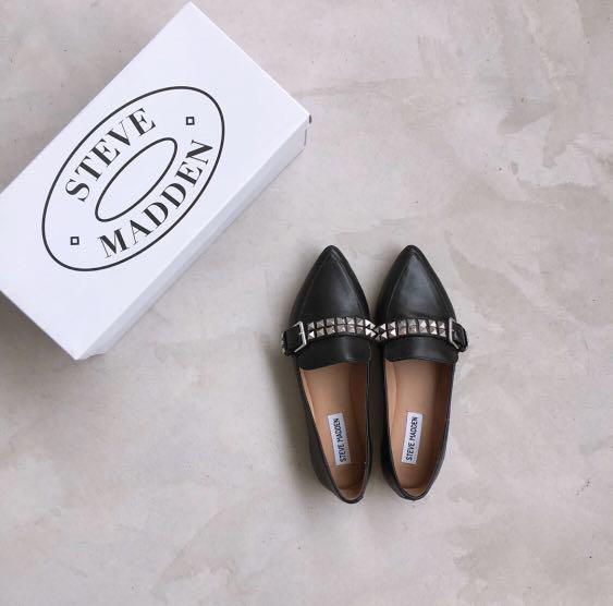 steve madden black studded flats