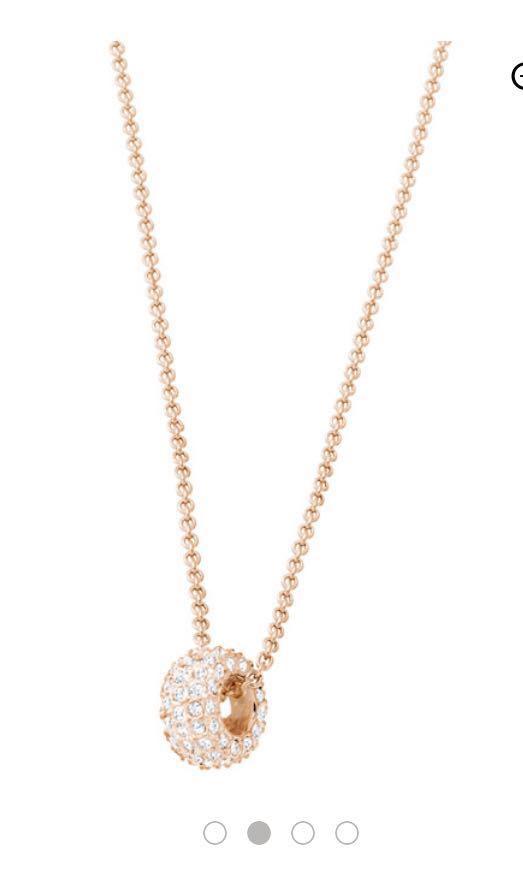 Swarovski Round Stone Rose Gold Necklace, Women's Fashion, Jewelry ...