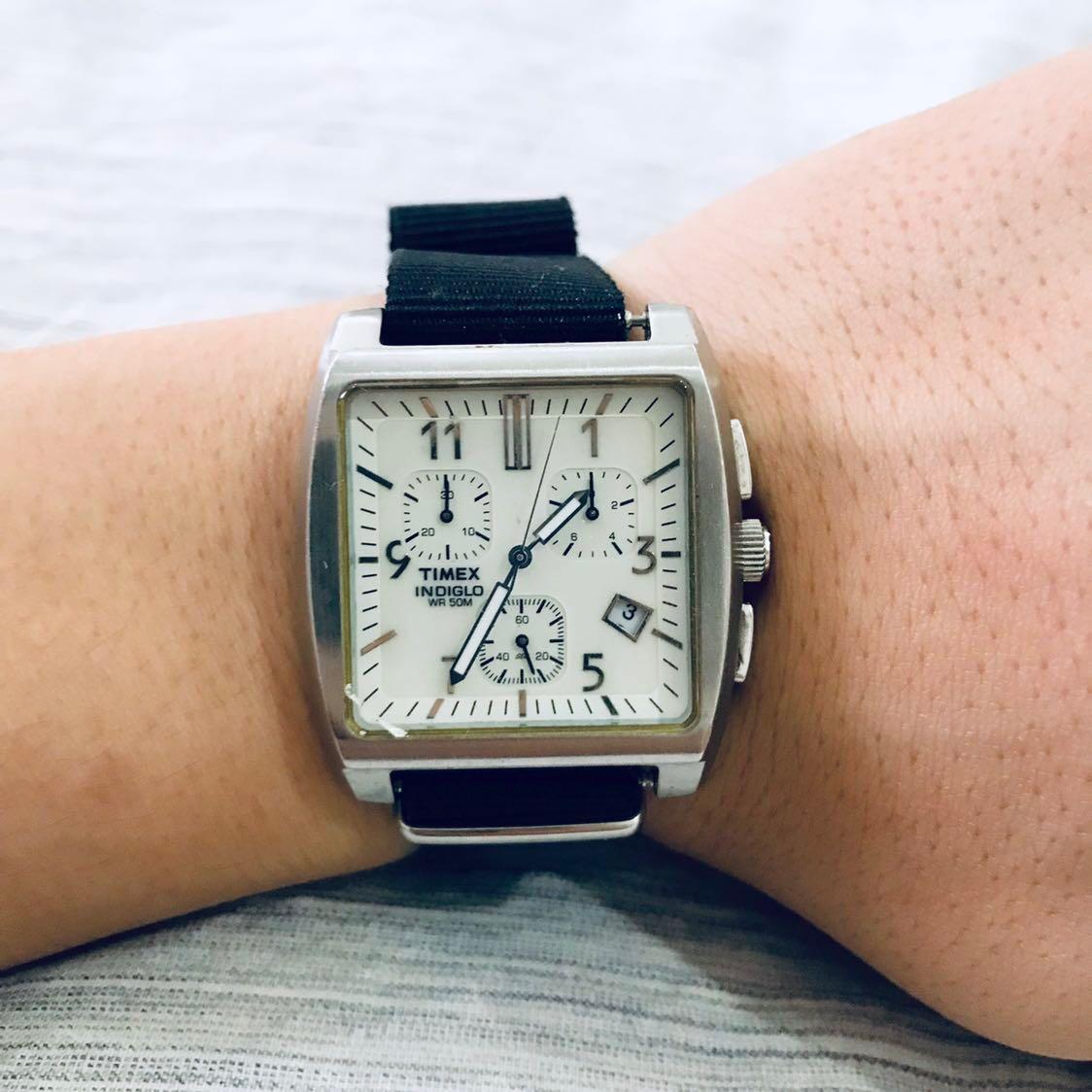 Timex Square Indiglo Watch w Stopwatch