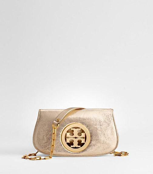 tory burch gold clutch bag