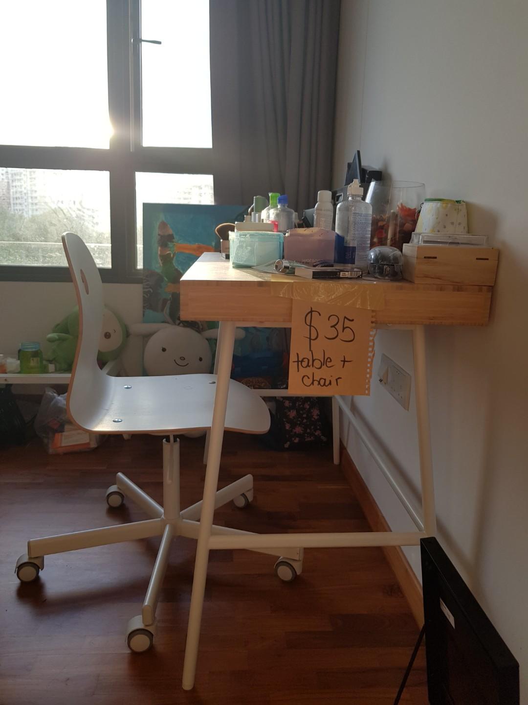 Used Study Table and Chair, Furniture & Home Living, Furniture, Tables