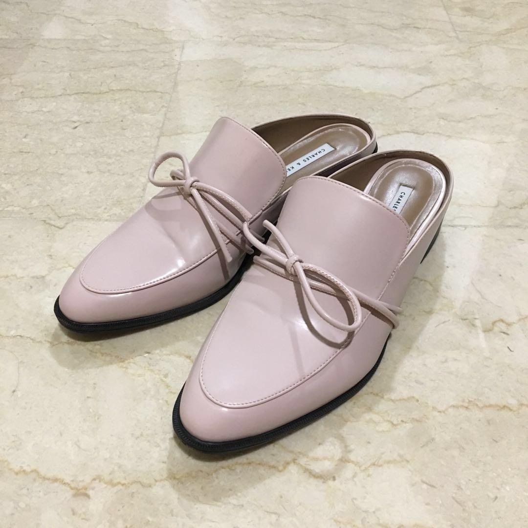 Charles and keith almond toe slip on discount