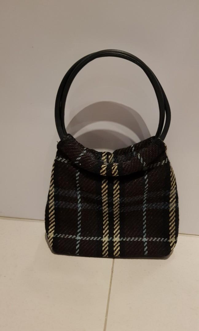 Authentic Burberry Wool Handbag, Luxury 