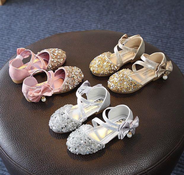 glitter flower girl shoes