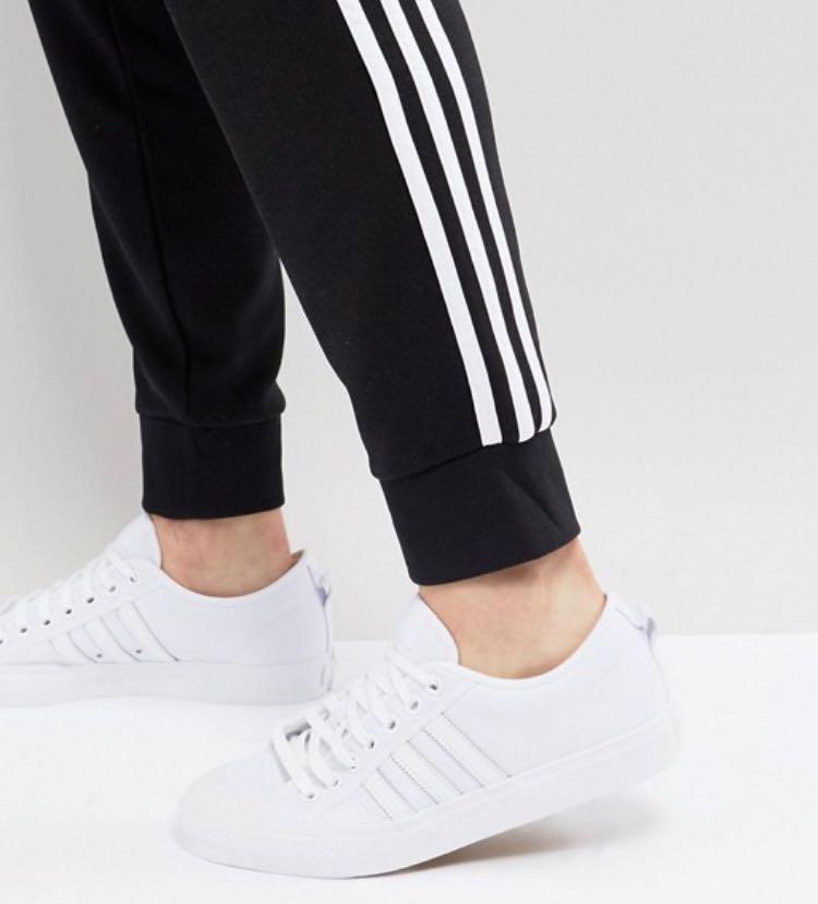 Adidas nizza top trainers white mono