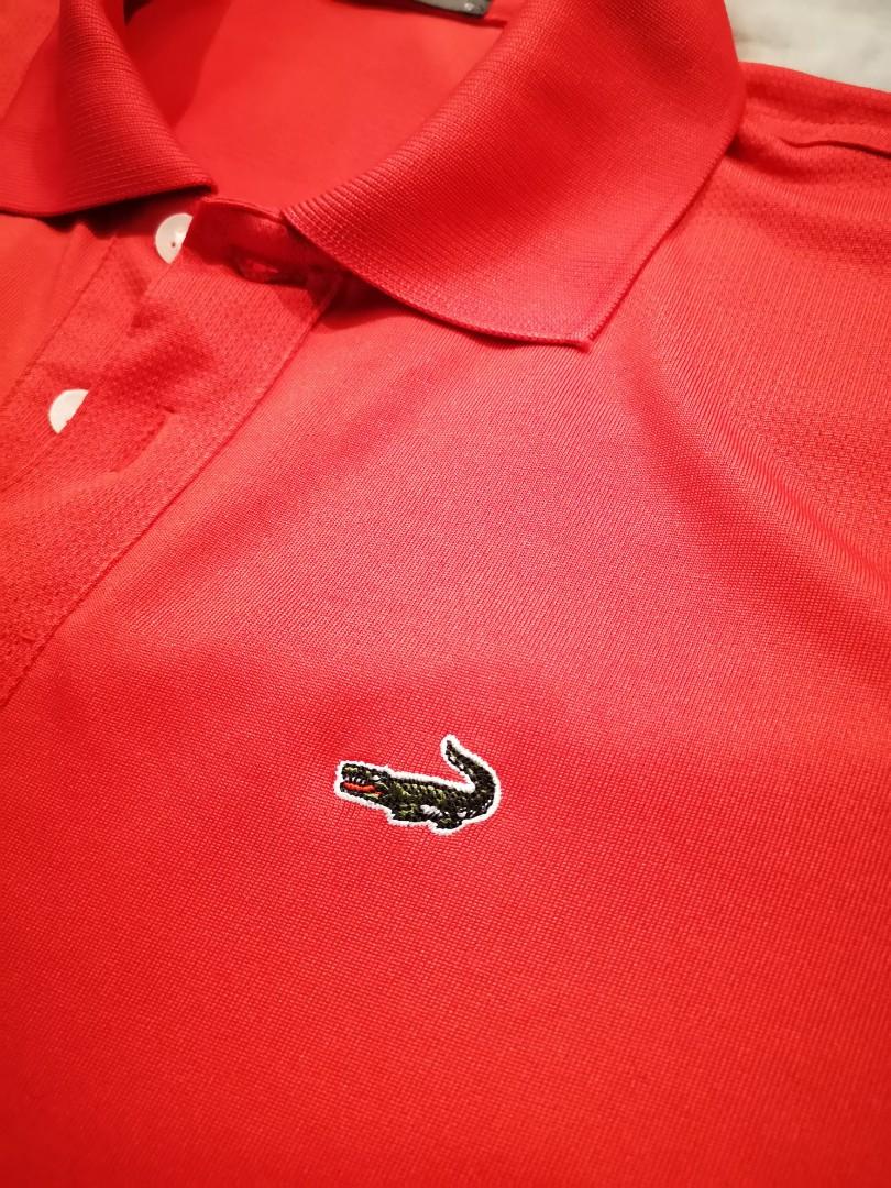 Bright Red Crocodile polo T shirt