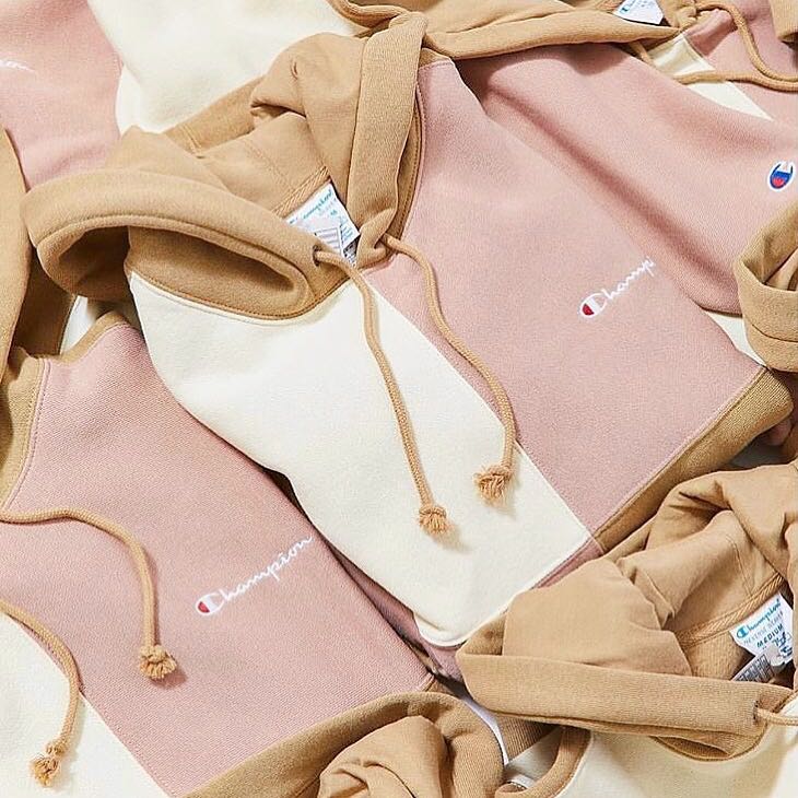 champion colorblock hoodie pink