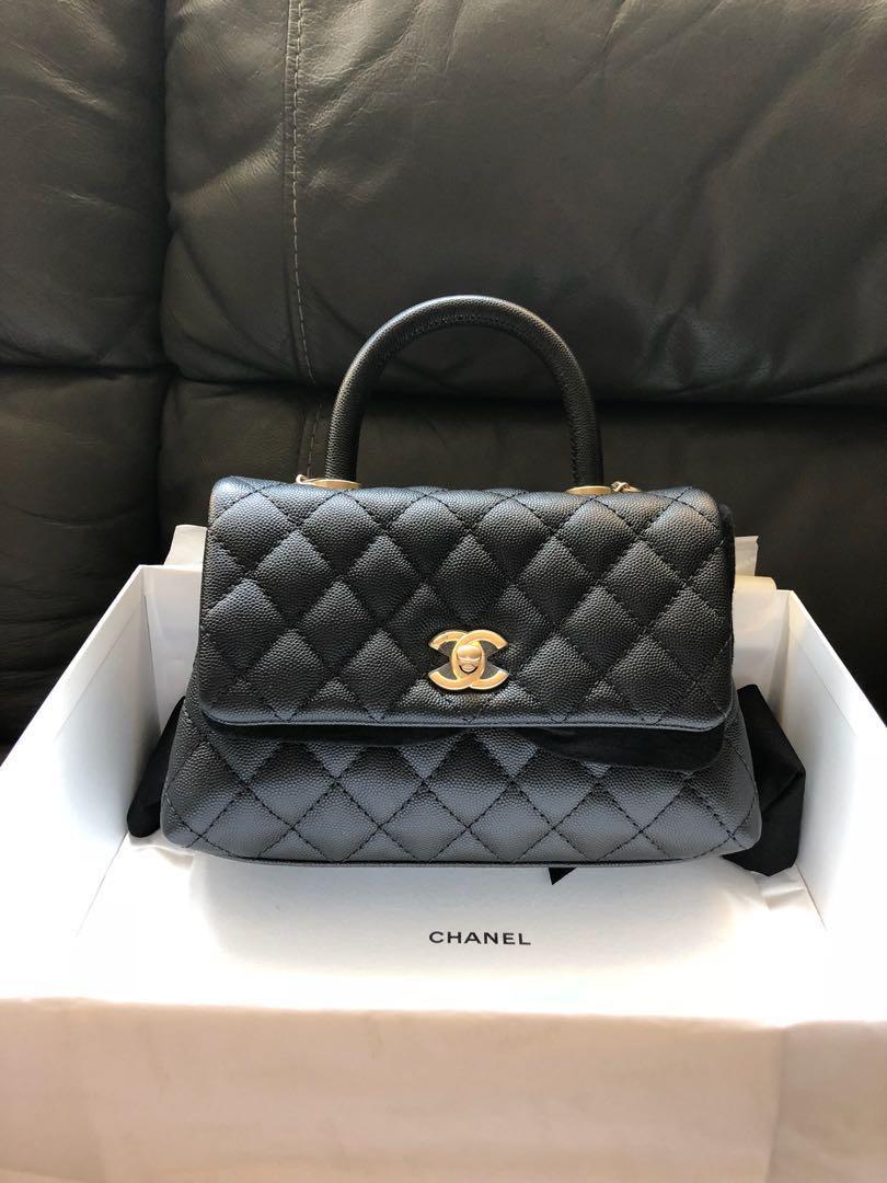 CHANEL coco handle bag in small black caviar GHW l 22P unboxing