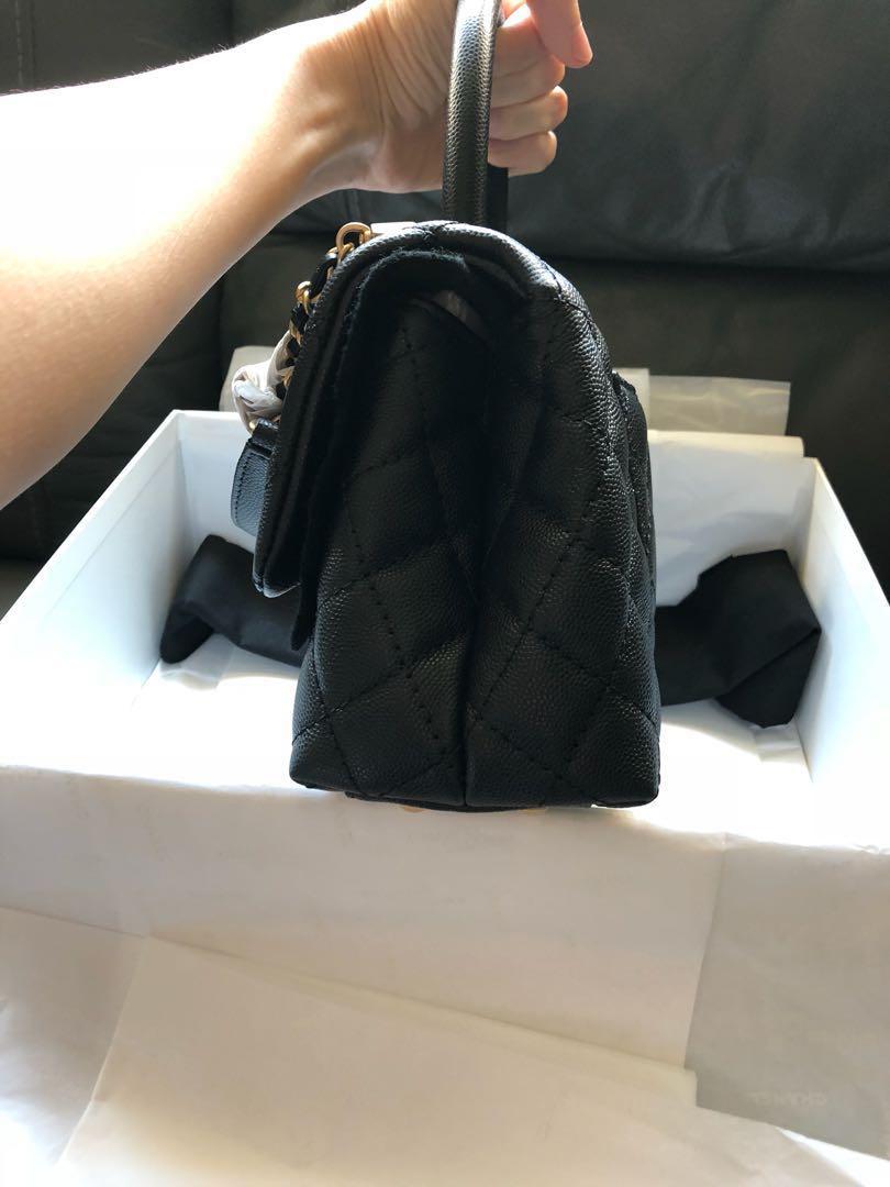 Chanel Blue Caviar Leather and Lizard Medium Coco Top Handle Bag