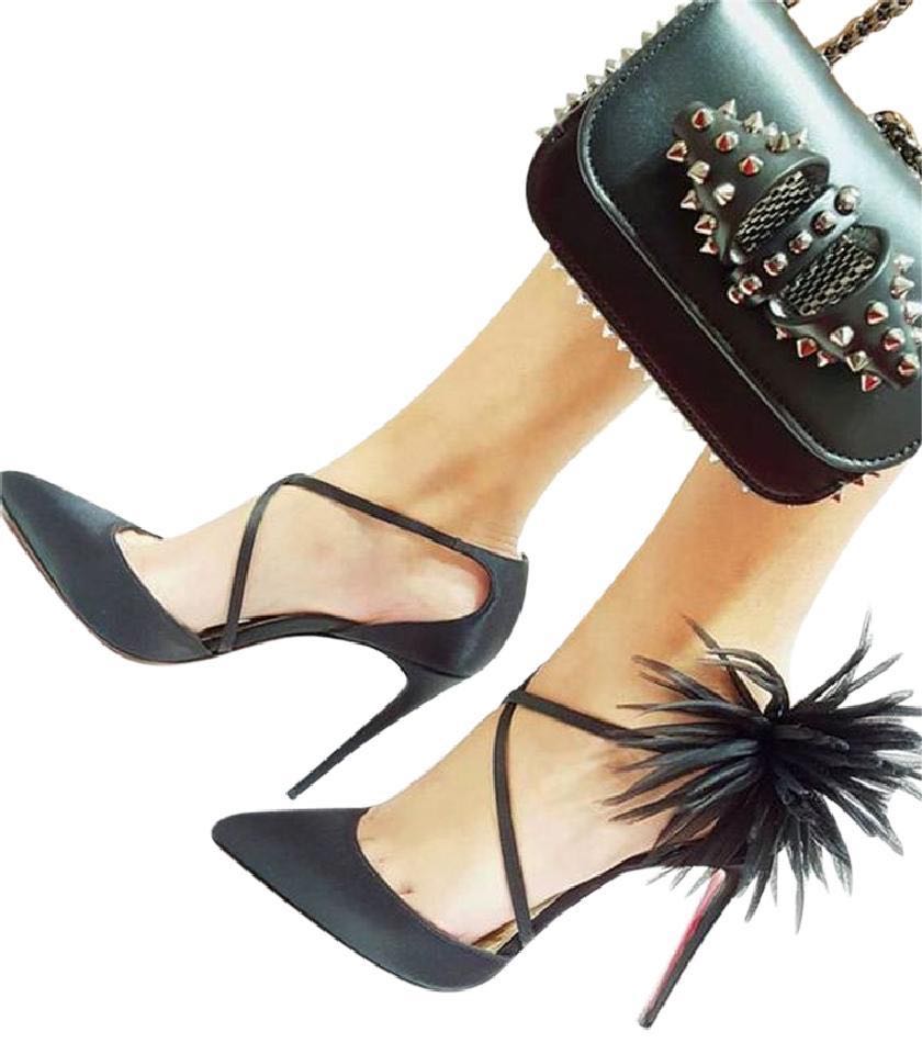 christian louboutin 红底鞋 官网限定版 黑色缎面高跟鞋