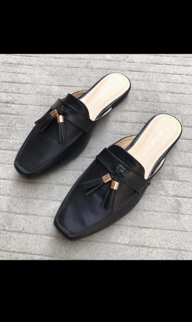 black slip on loafers