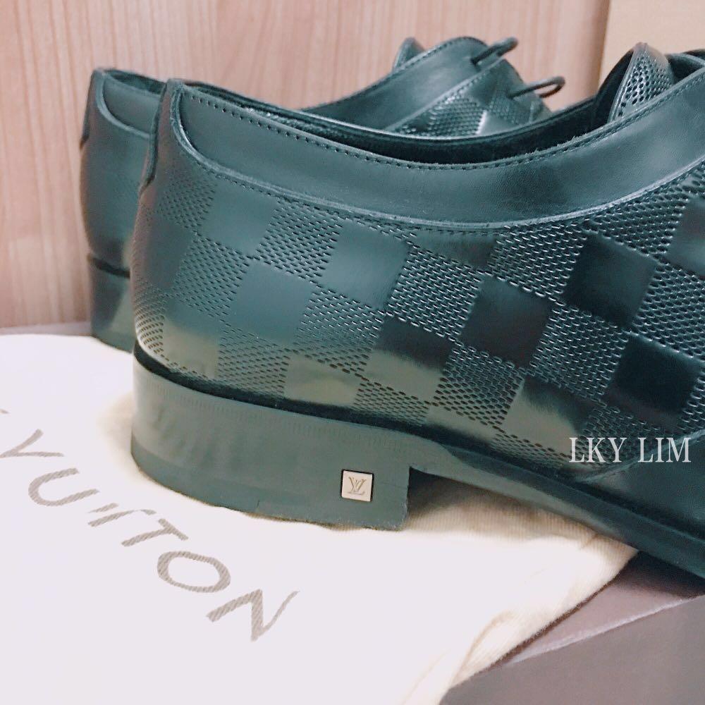 Louis Vuitton - Haussmann Damier Embossed Leather Men Derby Boots Noir 8