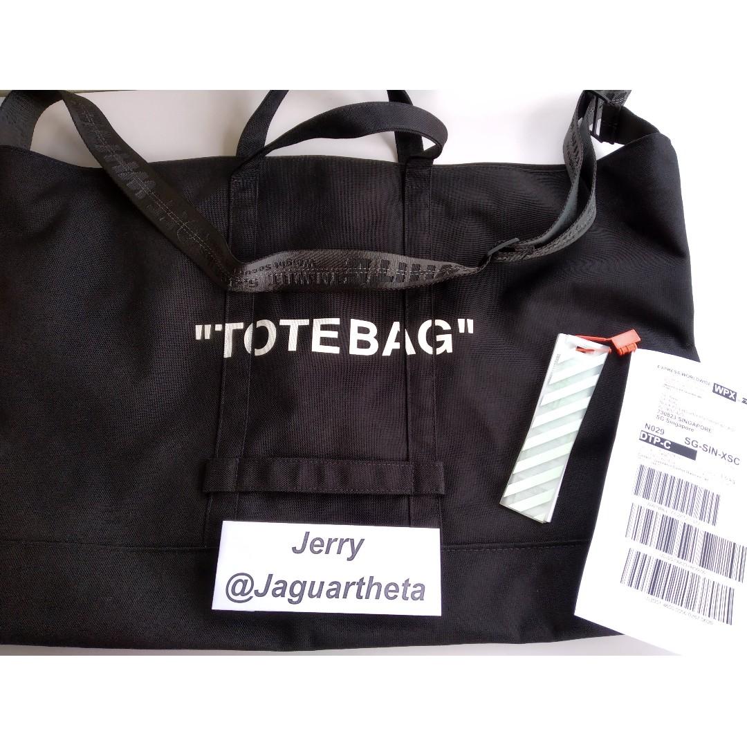 off white tote bag black