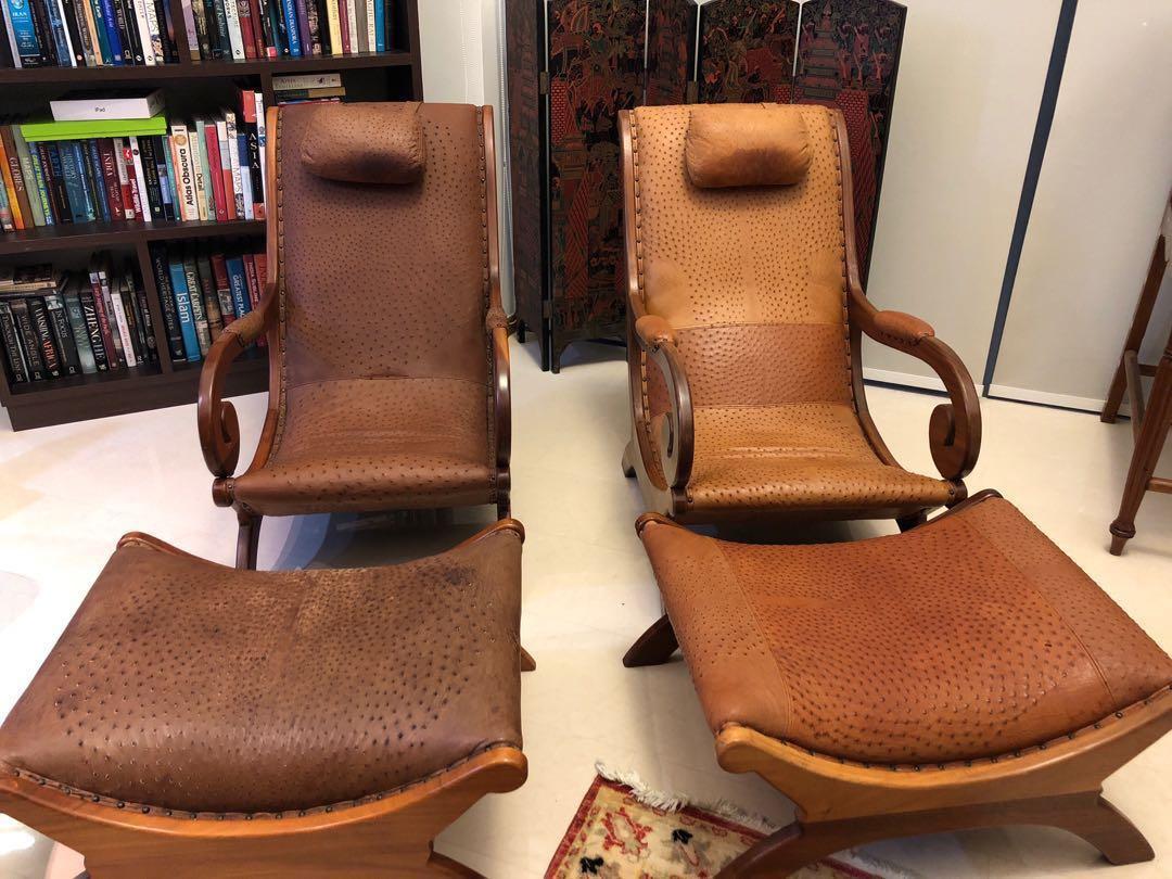 Ostrich shop leather chair