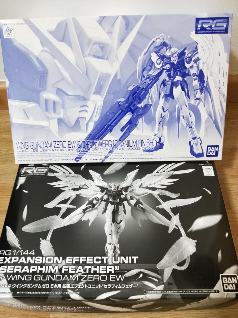 Rg 1 144 Wing Gundam Zero Ew Drei Zwerg Titanium Finish Expansion Effect Unit Seraphim Feather Toys Games Bricks Figurines On Carousell