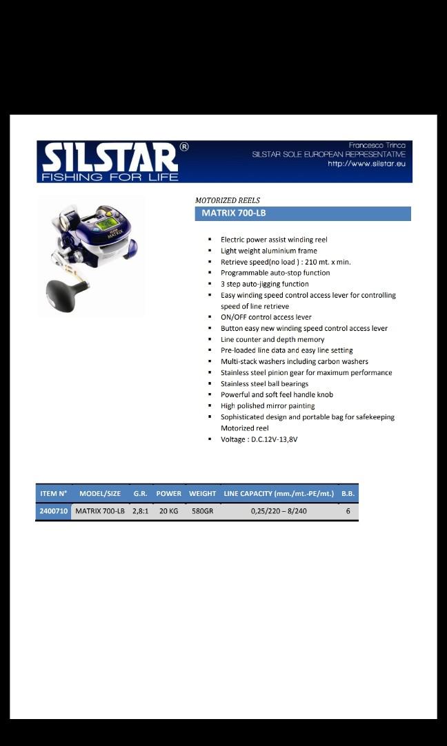 Silstar MATRIX 700-LB electric reel (Reduced), Sports Equipment, Fishing on  Carousell