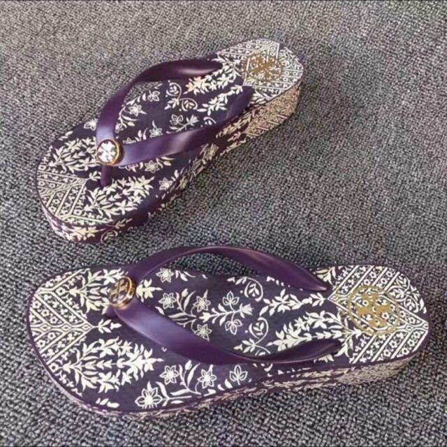 purple tory burch sandals