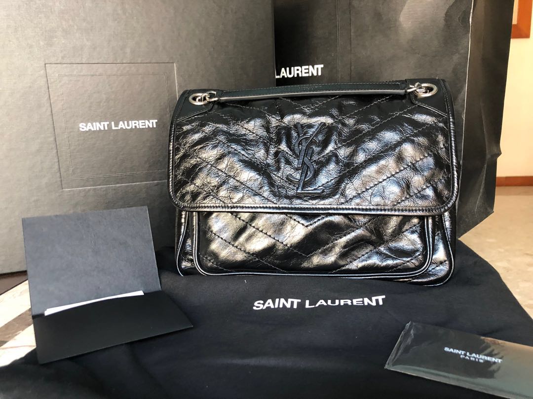 YSL Niki Medium in Crinkled Vintage Leather – Weluxe Designer