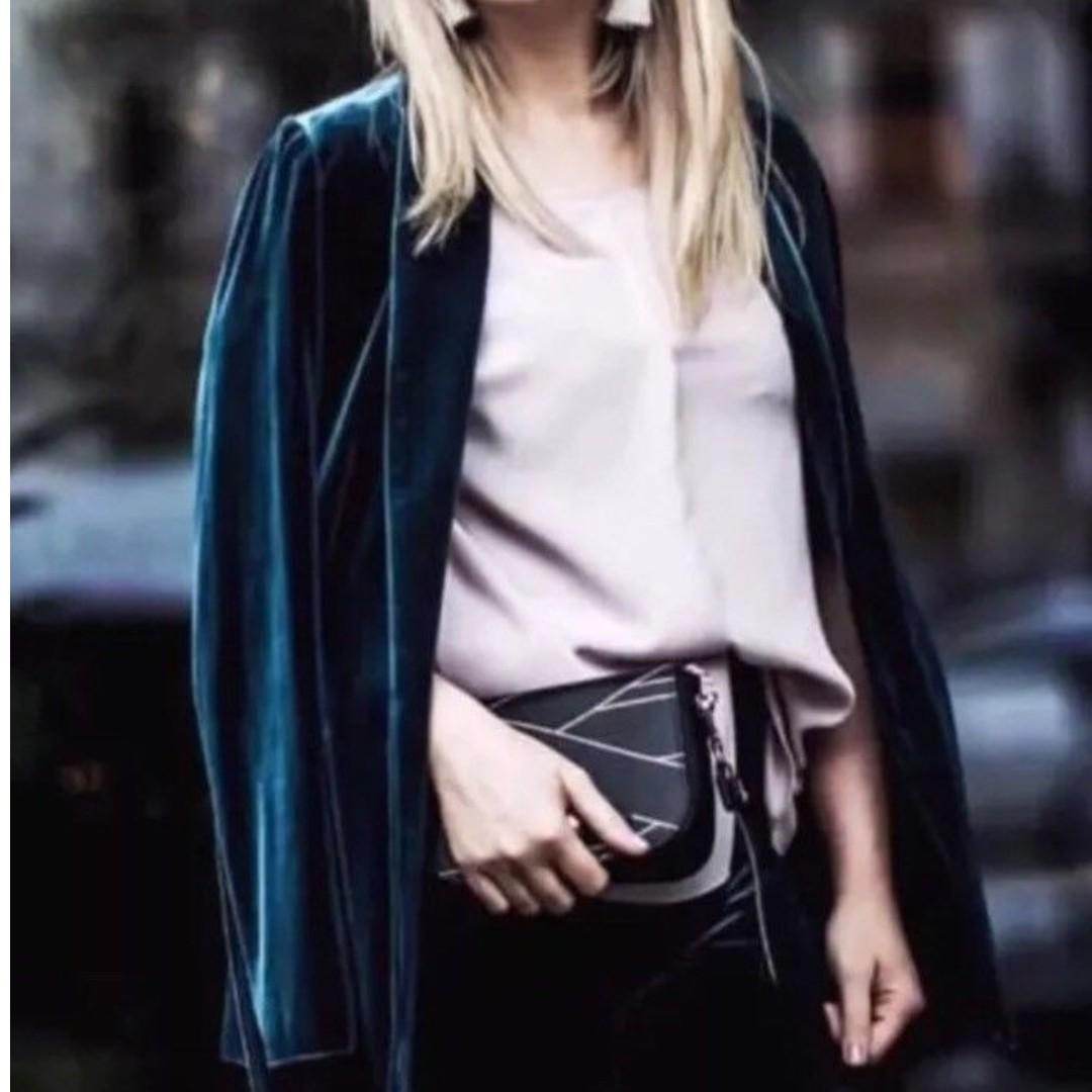 Green velvet coat zara clearance