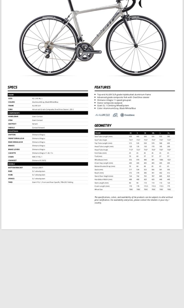 Giant tcr hotsell aluxx sl 2017