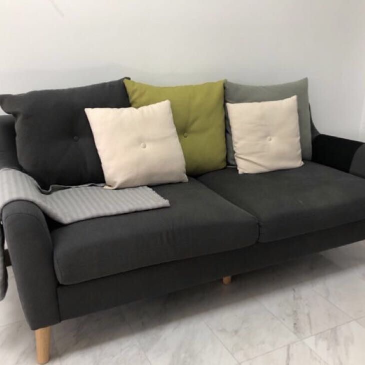 3seat grey sofa (cushions included), Furniture & Home Living