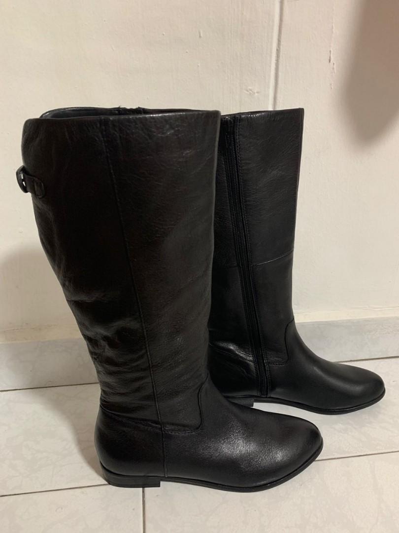 Aldo Black Leather Boots, Women's 